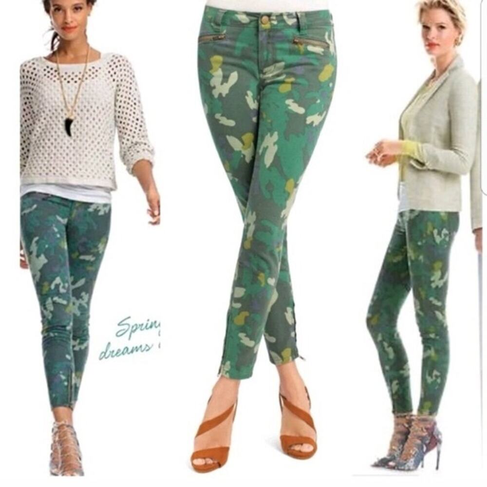 Cabi #766 Clover Camo Jegging Skinny Jeans w/ Zippers Sz 6